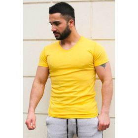 Madmext 3005 Sarı Düz Basic Erkek T-shirt