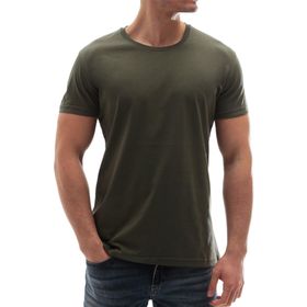 Madmext 3006 Haki Bisiklet Yaka Erkek T-shirt
