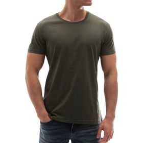 Madmext 3006 Haki Bisiklet Yaka Erkek T-shirt