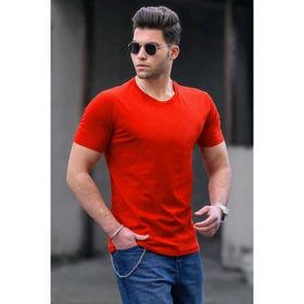Madmext 3006 Turuncu Bisiklet Yaka Basic Erkek T-shirt