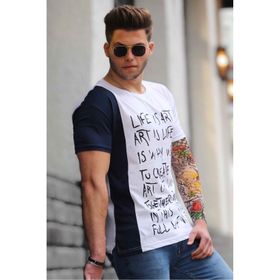 Madmext 3020 Beyaz Baskılı Beyaz T-Shirt