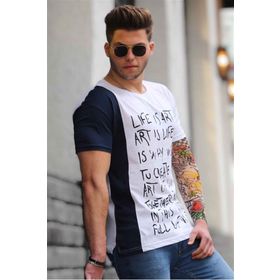 Madmext 3020 Beyaz Baskılı Beyaz T-Shirt