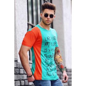 Madmext 3020 Turkuaz Baskılı Erkek T-shirt