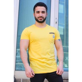 Madmext 3025 Sarı Baskılı Erkek T-Shirt