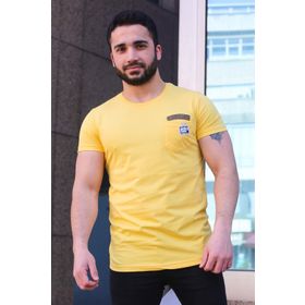 Madmext 3025 Sarı Baskılı Erkek T-Shirt