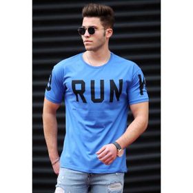 Madmext 3035 Baskılı İndigo Erkek T-shirt
