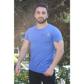 Madmext 3037 Sax Mavi Baskılı Erkek T-Shirt