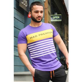 Madmext 3041 Mor Baskılı Erkek T-Shirt