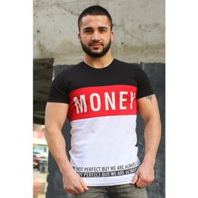 Madmext 3077 Erkek Renk Bloklu Yazı Detaylı Tişört