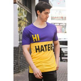 Madmext 3089 Mor Renk Bloklu Baskılı Erkek T-shirt
