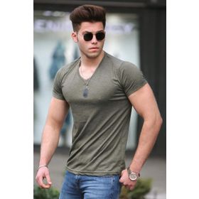 Madmext 4054 Haki Basic Erkek T-Shirt