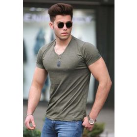 Madmext 4054 Haki Basic Erkek T-Shirt