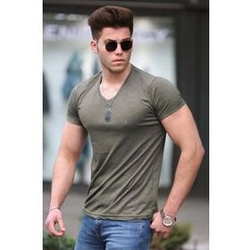Madmext 4054 Haki Basic Erkek T-Shirt