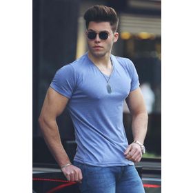 Madmext 4054 Mavi Basic Erkek T-Shirt