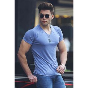 Madmext 4054 Mavi Basic Erkek T-Shirt