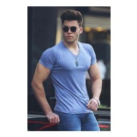 Madmext 4054 Mavi Basic Erkek T-Shirt