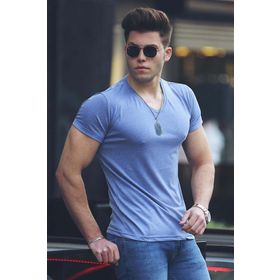 Madmext 4054 Mavi Basic Erkek T-Shirt