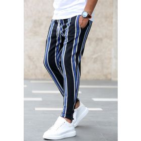 Madmext 4086 Çizgili Saks Erkek Eşofman Altı