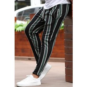 Madmext 4086 Haki Çizgili Erkek Eşofman