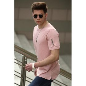 Madmext 4103 Pudra Fermuar Detaylı Erkek T-shirt
