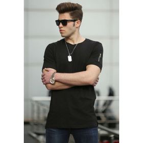 Madmext 4103 Siyah Fermuar Detaylı Erkek T-shirt
