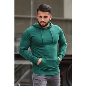 Madmext 4117 Yeşil Basic Kapüşonlu Erkek Sweatshirt