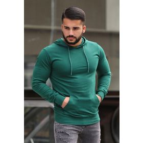 Madmext 4117 Yeşil Basic Kapüşonlu Erkek Sweatshirt