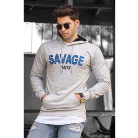Madmext 4147 Gri Kapşonlu Erkek Sweatshirt