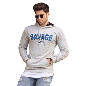 Madmext 4147 Gri Kapşonlu Erkek Sweatshirt