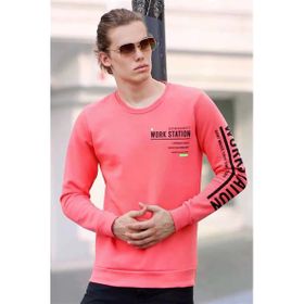 Madmext 4161 Baskılı Pembe Erkek Sweatshirt
