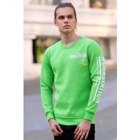Madmext 4161 Neon Yeşil Kapşonlu Erkek Sweatshirt