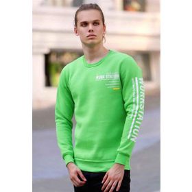 Madmext 4161 Neon Yeşil Kapşonlu Erkek Sweatshirt