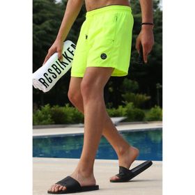 Madmext 4262 Neon Sarı Basic Erkek Deniz Şortu
