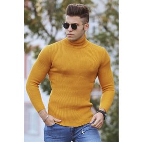 Madmext 4359-2 Hardal Balıkçı Yaka Erkek Kazak