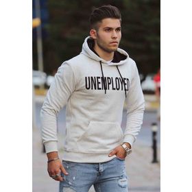 Madmext 4393 Beyaz Kapşonlu Erkek Sweatshirt