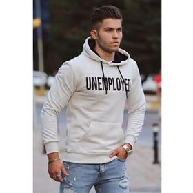 Madmext 4393 Beyaz Kapşonlu Erkek Sweatshirt