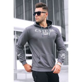 Madmext 4402 Füme Baskılı Kapşonlu Erkek Sweatshirt