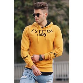 Madmext 4402 Sarı Kapşonlu Erkek Sweatshirt
