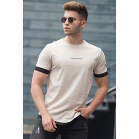 Madmext 4459 Basic Bej Erkek T-shirt