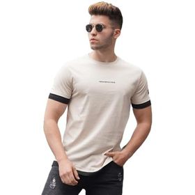 Madmext 4459 Bej Erkek T-Shirt