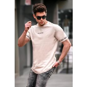 Madmext 4461 Erkek Bej Basic Erkek T-shirt