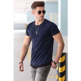 Madmext 4465 Basic Lacivert Erkek T-Shirt