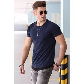 Madmext 4465 Basic Lacivert Erkek T-Shirt