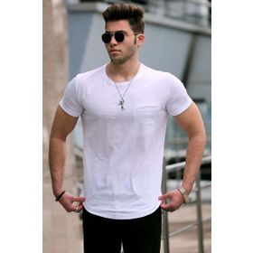 Madmext 4474 Beyaz Erkek T-Shirt