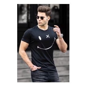 Madmext 4489 Siyah Yırtık Detaylı Erkek T-shirt
