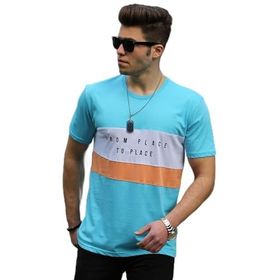 Madmext 4499 Baskılı Turkuaz Erkek T-shirt