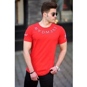 Madmext 4512 Kırmızı Nakışlı Erkek T-shirt