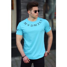 Madmext 4512 Turkuaz Nakışlı Erkek T-shirt