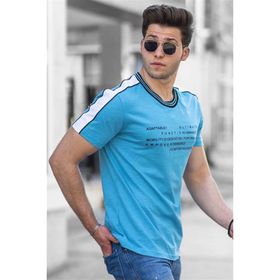 Madmext 4530 Baskılı Turkuaz Erkek T-shirt