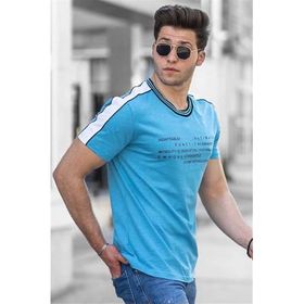 Madmext 4530 Baskılı Turkuaz Erkek T-shirt